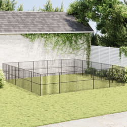 Vidaxl - Parc pour chien 20 panneaux noir acier galvanisé