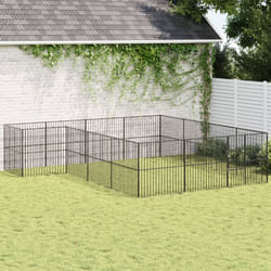 Vidaxl - Parc pour chien 16 panneaux noir acier galvanisé