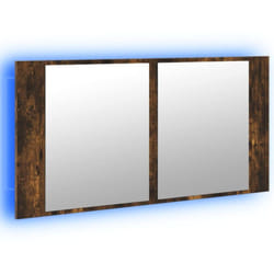 Vidaxl - Armoire à miroir à led de bain chêne fumé 90x12x45 cm acrylique