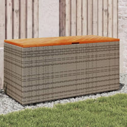 Vidaxl - Boîte de rangement de jardin gris résine tressée bois d'acacia