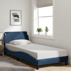 Cadre de lit avec tête de lit sans matelas bleu 90x190 cm tissu Vidaxl