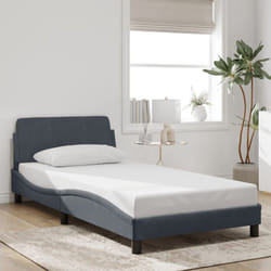 Vidaxl - Cadre de lit avec tête de lit Gris foncé 100x200 cm Velours