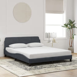 Vidaxl - Cadre de lit avec tête de lit Gris foncé 160x200 cm Velours
