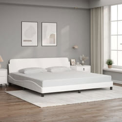 vidaXL Cadre de Lit sans Matelas Lit Rembourré avec Sommier à Lattes Lit Double avec Pied Chambre à Coucher Blanc 200x200 373259