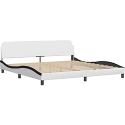 vidaXL Cadre de lit sans matelas blanc et noir 200x200 cm similicuir - 200 x 200 cm