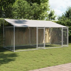 Cage pour chien avec toit et portes gris 4x2x2m acier galvanisé Vidaxl