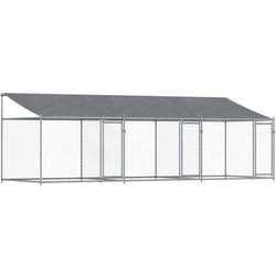 Cage pour chien avec toit et portes gris 6x2x2m acier galvanisé Vidaxl