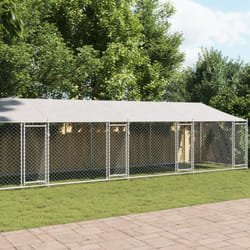 Vidaxl - Cage pour chien avec toit/portes gris 12x2x2 m acier galvanisé
