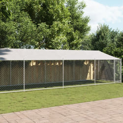 Vidaxl - Cage pour chien avec toit et porte gris 10x2x2m acier galvanisé