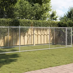 vidaXL Cage pour chien avec porte gris 8x2x1,5 m acier galvanisé