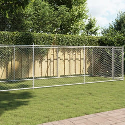 vidaXL Cage pour chien avec porte gris 8x2x1,5 m acier galvanisé