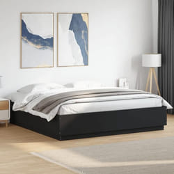 vidaXL Cadre de lit avec LED sans matelas noir 200x200 cm - 200 x 200 cm