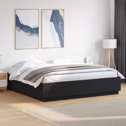 vidaXL Cadre de lit avec LED sans matelas noir 180x200 cm - 180 x 200 cm