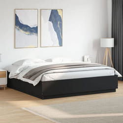 vidaXL Cadre de lit avec LED sans matelas noir 180x200 cm - 180 x 200 cm