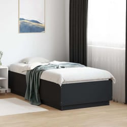 Cadre De Lit Avec Lumières Led Noir 75x190 Cm Bois D'Ingénierie