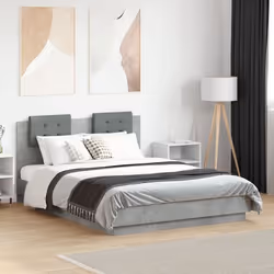 vidaXL Cadre de lit sans matelas gris béton 135x190 cm - 135 x 190 cm