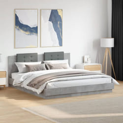 Vidaxl Cadre De Lit Avec Led Sans Matelas Gris Béton 200x200 Cm