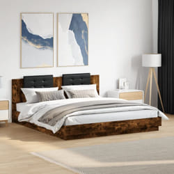 Vidaxl Cadre De Lit Avec Led Sans Matelas Chêne Fumé 200x200 Cm