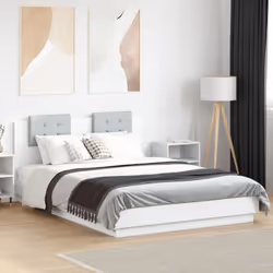 Obtenez une meilleure nuit de sommeil reposante grâce à ce cadre de lit avec tête de lit et lumières LED ! Il est un suppléme ...