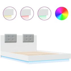 Vidaxl - Cadre de lit avec tête de lit et lumières led blanc 120x200 cm