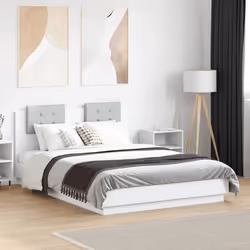 vidaXL Cadre de lit avec LED sans matelas blanc 135x190 cm - 135 x 190 cm