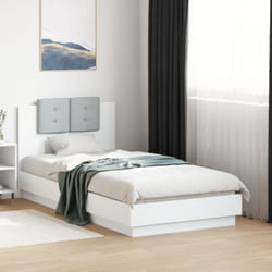Vidaxl - Cadre de lit avec tête de lit et lumières led blanc 75x190 cm