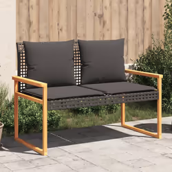 VidaXL 365862 banc de jardin Rotin, Acier, Bois d'acacia