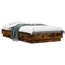 vidaXL Cadre de lit sans matelas avec lumières LED chêne fumé 90x190cm