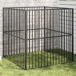 Vidaxl - Parc pour chien 4 panneaux noir acier galvanisé