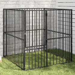 Vidaxl - Parc pour chien 4 panneaux noir acier galvanisé