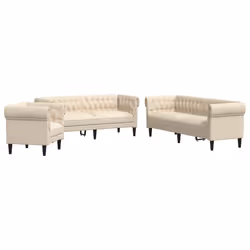 VidaXL 3209198, Crème, mousse, Tissu, Polywood, Bois, 3 siège(s), 2,02 m, 74,5 cm