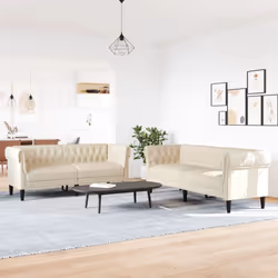 VidaXL 3209207 Ensemble de meubles de salle à manger Crème