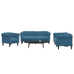 vidaXL Ensemble de canapés 3 pcs bleu velours