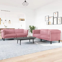 vidaXL Ensemble de canapés 2 pcs - Velours - Rose