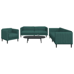 vidaXL Ensemble de canapés 3 pcs vert foncé tissu