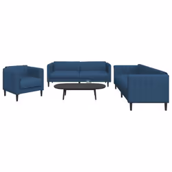 vidaXL Ensemble de canapés 3 pcs bleu tissu