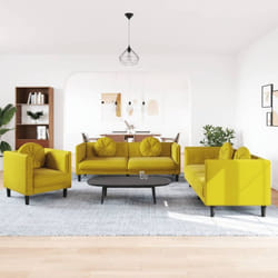 Vidaxl - Ensemble de canapés 3 pcs avec coussins jaune velours