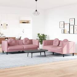 vidaXL Ensemble de canapés 2 pcs avec coussins rose velours