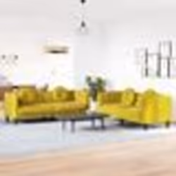 vidaXL Ensemble de canapés 2 pcs avec coussins jaune velours