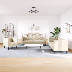 VidaXL 3209268 Ensemble de meubles de salle à manger Crème