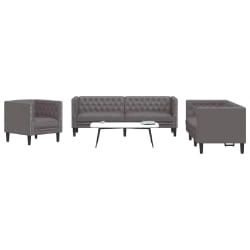 Vidaxl Canapé 3 places Chesterfield - Similicuir gris