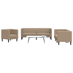 Ensemble De Canapé Chesterfield 3 Pcs Cappuccino Similicuir Vidaxl