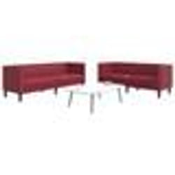 vidaXL Ensemble de canapés Chesterfield 2pcs rouge bordeaux similicuir canapé siège de canapé canapé relax canapé 3209278