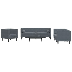 vidaXL Chesterfield Ensemble - Gris foncé