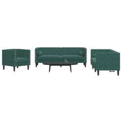 Vidaxl Ensemble De Canapé Chesterfield Et Traversins 3 Pcs Vert Foncé