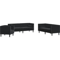 Vidaxl - Ensemble de canapé Chesterfield et traversins 3pcs noir velours