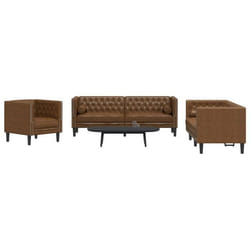 Ensemble De Canapé Chesterfield Et Traversins 3 Pcs Marron Vidaxl