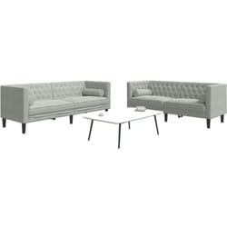 Ensemble de canapé Chesterfield et traversins 2 pcs gris clair - Vidaxl