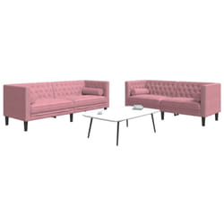 Vidaxl Ensemble De Canapé Chesterfield Et Traversins 2pcs Rose Velours