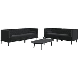 Ensemble de canapé Chesterfield et traversins 2pcs noir velours - Vidaxl